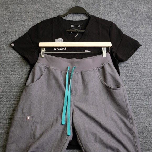 Figs Other - FIGS Scrub Set Womens Small Black Top Grey Kade Cargo Pants Medical Nursing SEO